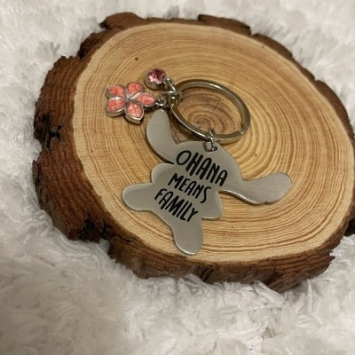 Porta-chaves Stitch “Ohana Means Family” Rosa